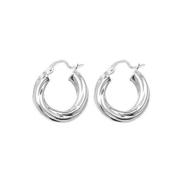 Silver 10mm Twisted Hoop Earrings