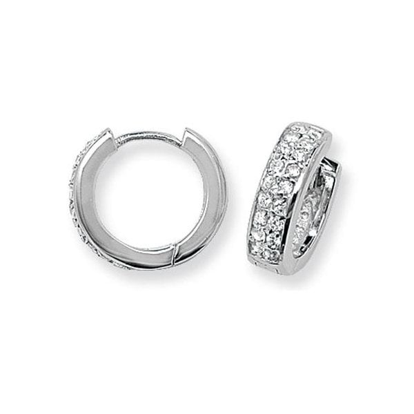 Silver Hinged CZ Earrings