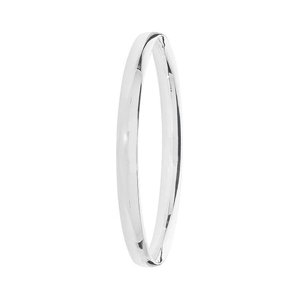 Silver Ladies Round Plain Bangle