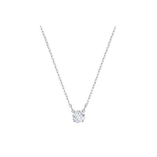 Attract Round Necklace, White, Rhodium plated*