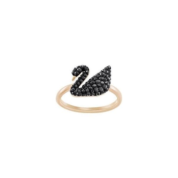 ICONIC SWAN RING BLK JET/ROS 5