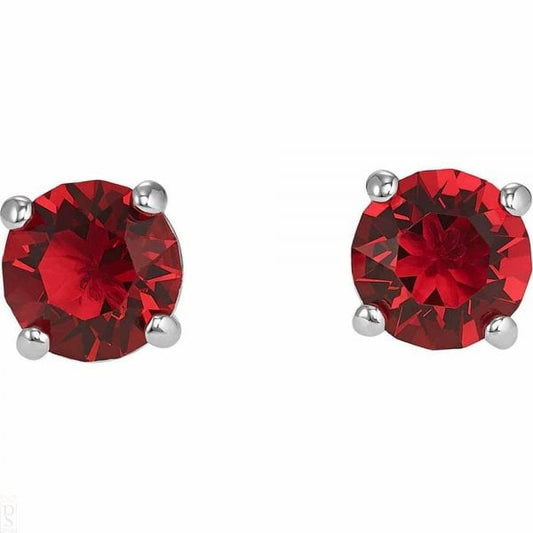 Attract Stud Pierced Earrings, Red, Rhodium