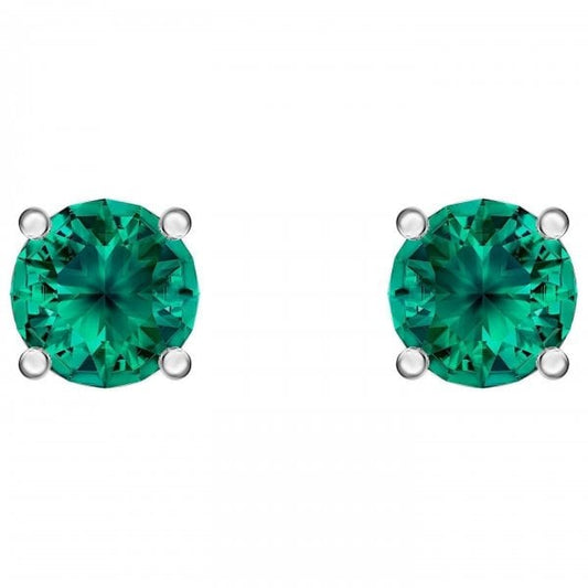 Attract Stud Pierced Earrings, Green, Rhodium