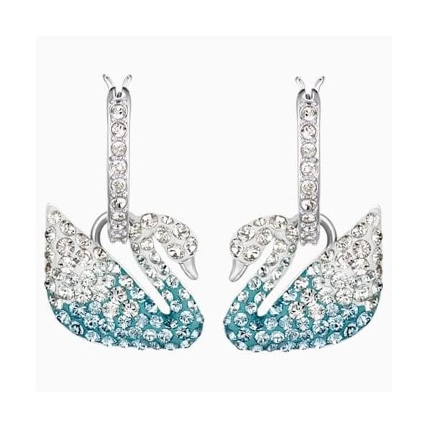 ICONIC SWAN PIERCED EARRINGS, MULTI-COLOURED,