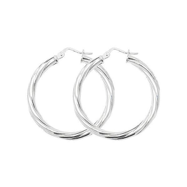 Silver 25mm Twisted Hoop Earrings