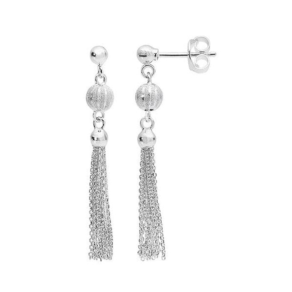 Silver Tassel Dangle Earrings