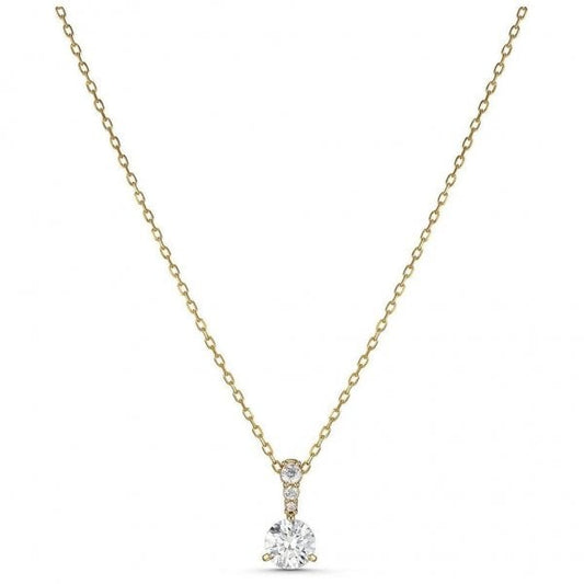Solitaire Pendant, White, Gold-tone plated