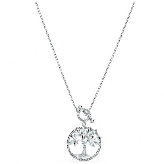 Symbolic Tree of Life Necklace, White, Rhodium