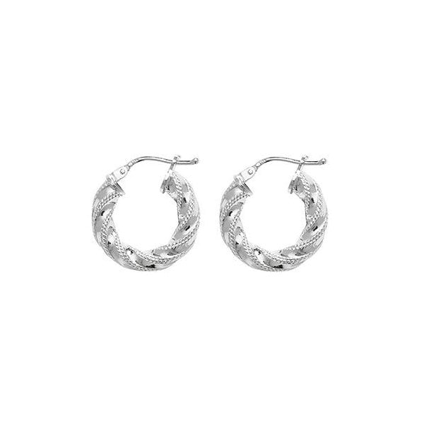 Silver 10mm Diamond Cut Hoops Earrings