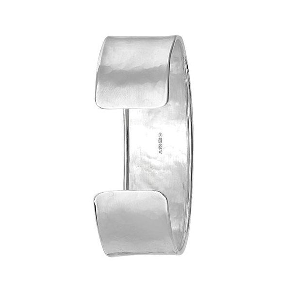 Silver Oval Hammered Cuff Bangle