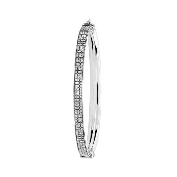 Silver Oval Moondust Hinged Bangle