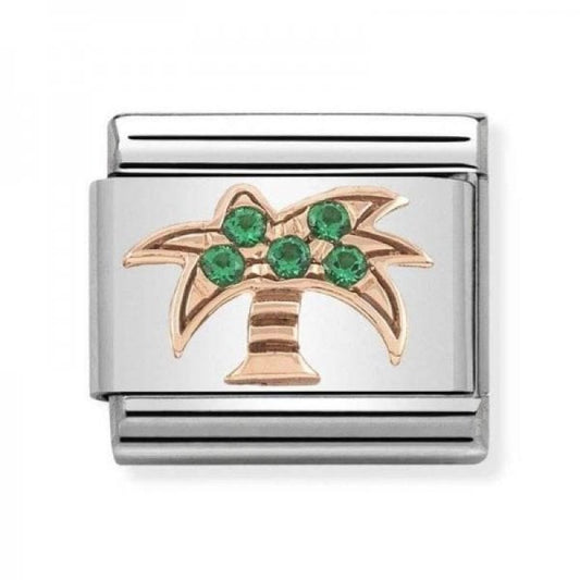 Classic Symbols In Stainless Steel With 9k Rose Gold And CZ Palm Tree Charm