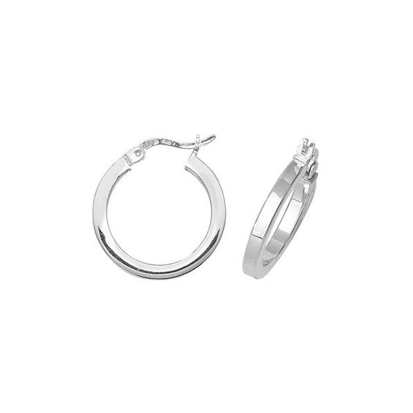 Silver 15mm Plain Hoop Earrings