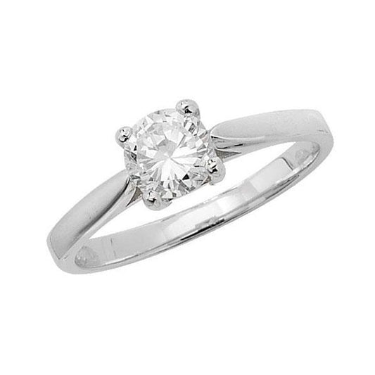Silver Ladies Solitaire CZ Ring
