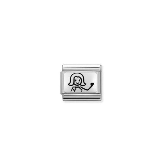 Silver Oxidised Plates Mother Charm