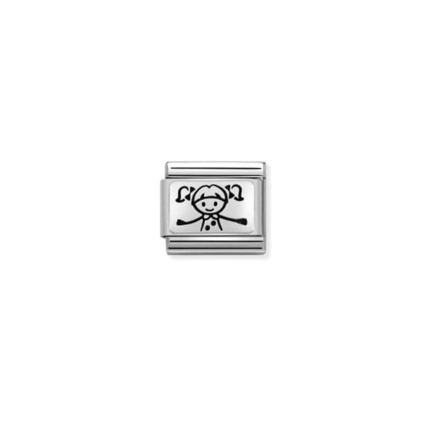 Silver Illustrated Girl Charm