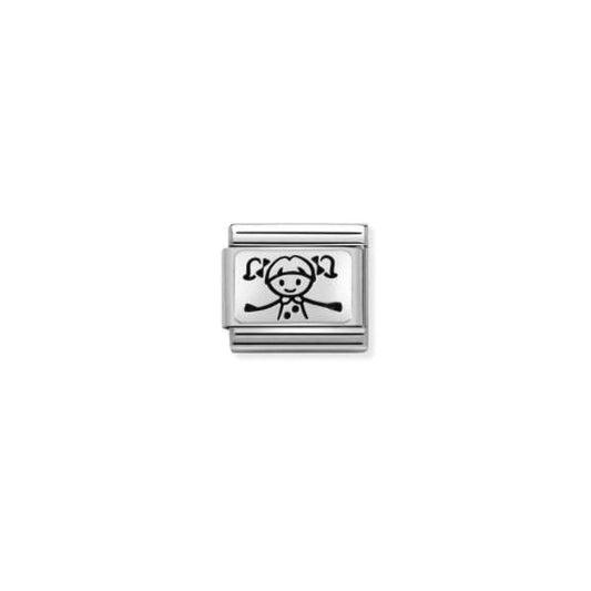Silver Illustrated Girl Charm