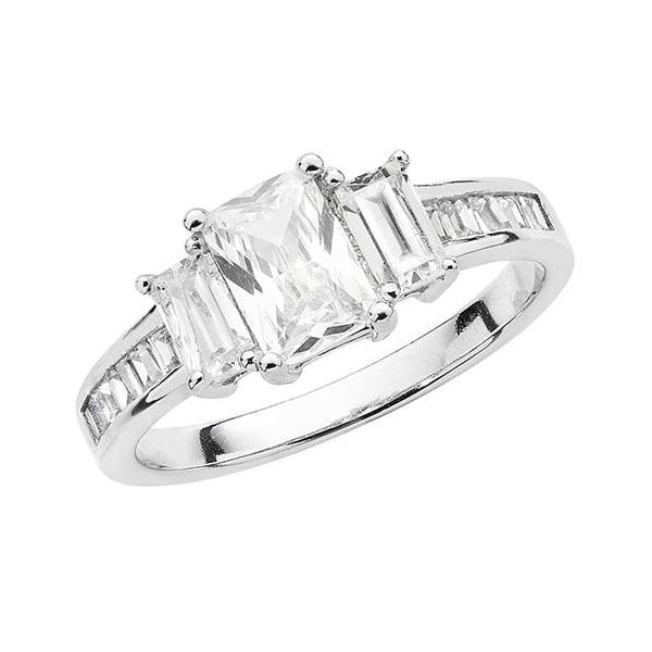 Silver Ladies CZ Ring