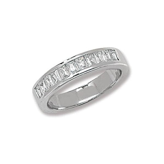 Silver Ladies Buquette Eternity CZ Ring