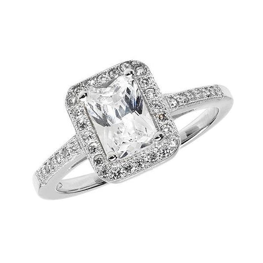 Silver Ladies CZ Ring