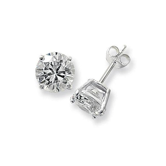 Silver 9mm Round CZ Stud Earrings