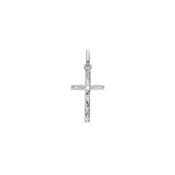 Silver Solid Cross H Engraved