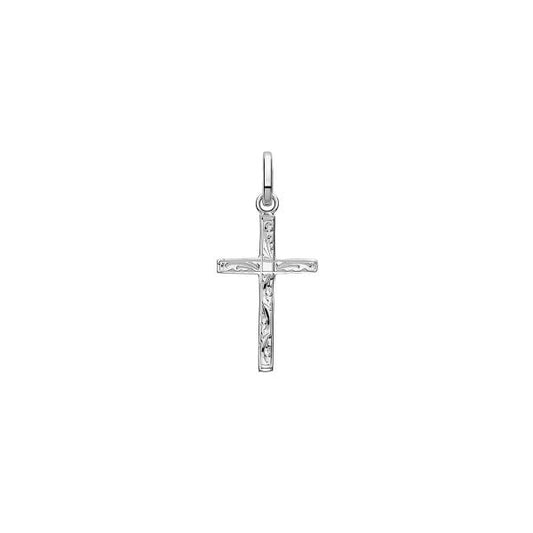Silver Solid Cross H Engraved