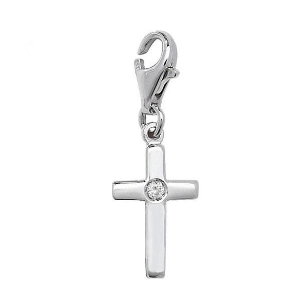 Silver 0.03ct Diamond Set Cross Pendant