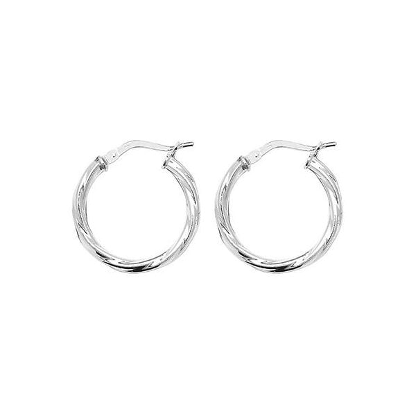Silver 15mm Twisted Hoop Earrings