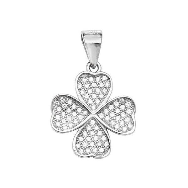 Silver Clover CZ Pendant