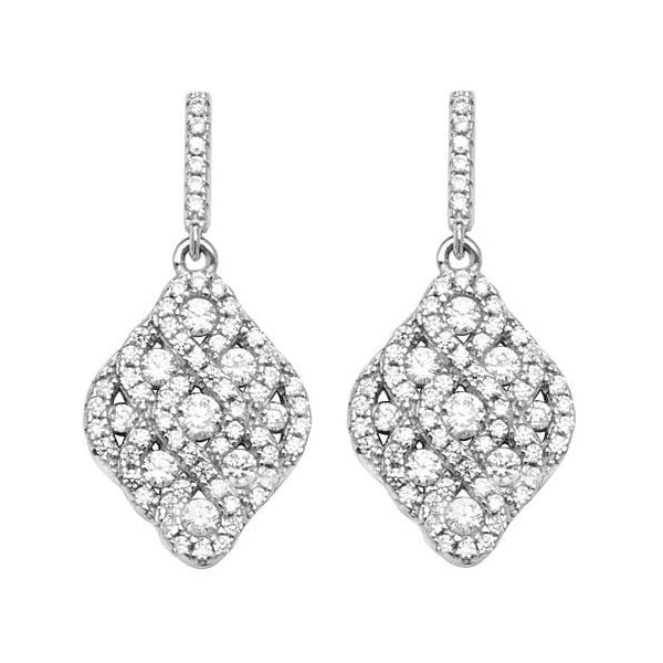 Silver Fancy CZ Stud Earrings