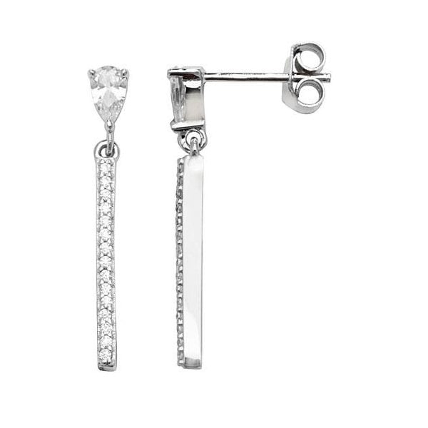 Silver CZ Drop Earrings
