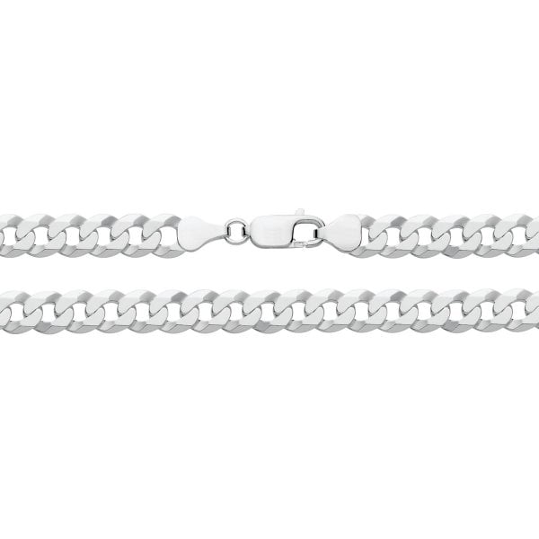 Silver Flat Bevelled Curb Chain
