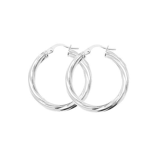 Silver 20mm Twisted Hoop Earrings