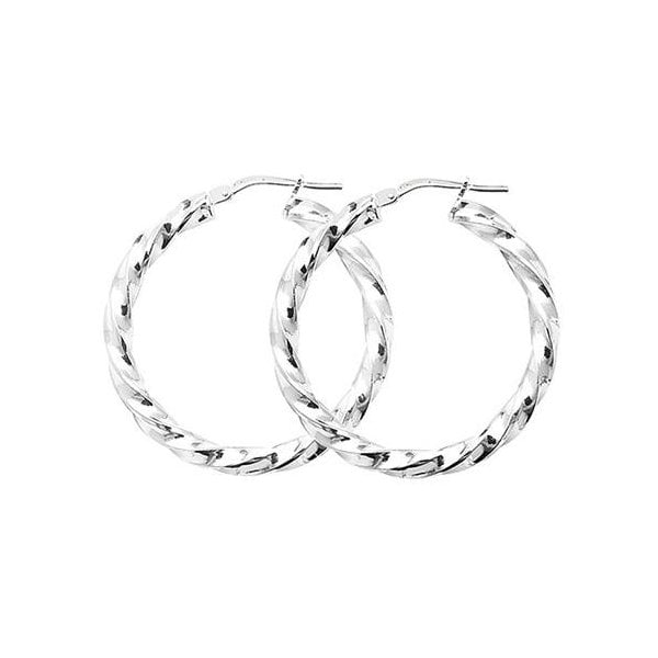Silver 25mm Twisted Hoop Earrings