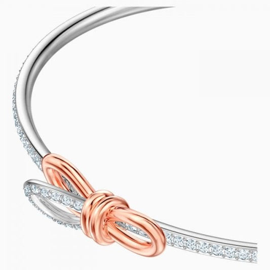 Lifelong Bow Bangle - White, Mixed Metal Finish