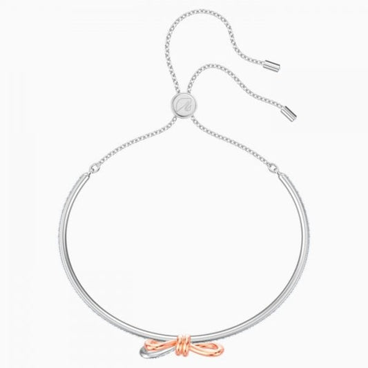 Lifelong Bow Bangle - White, Mixed Metal Finish