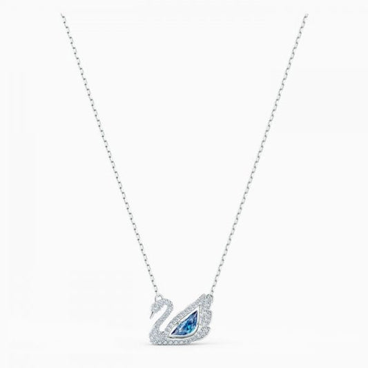 Dancing Swan Blue & White Crystal Necklace