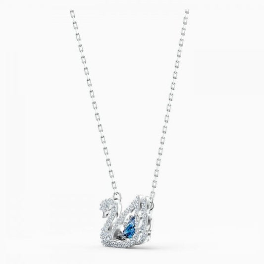 Dancing Swan Blue & White Crystal Necklace