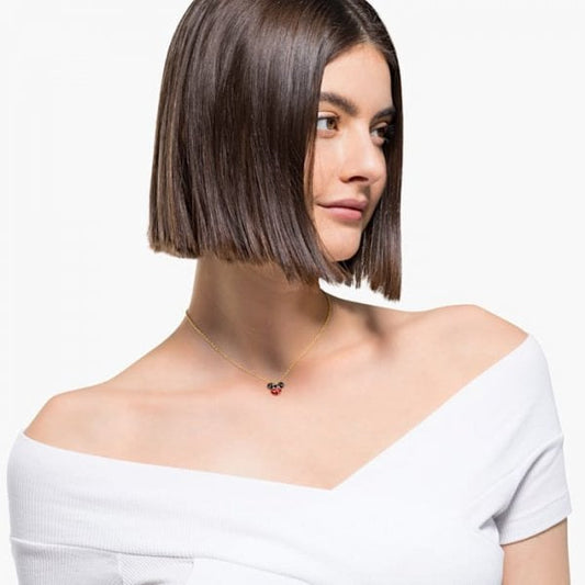 Mickey Pendant, Black, Gold-tone plated