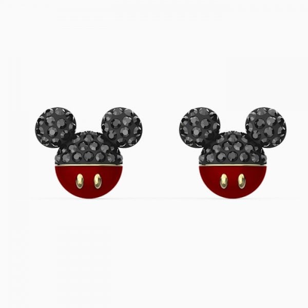 Mickey Black Gold-tone Plated Earrings