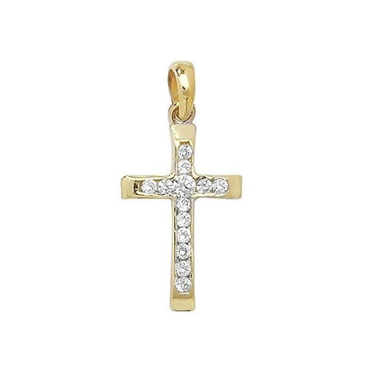 9ct Yellow Gold Cross CZ Pendant