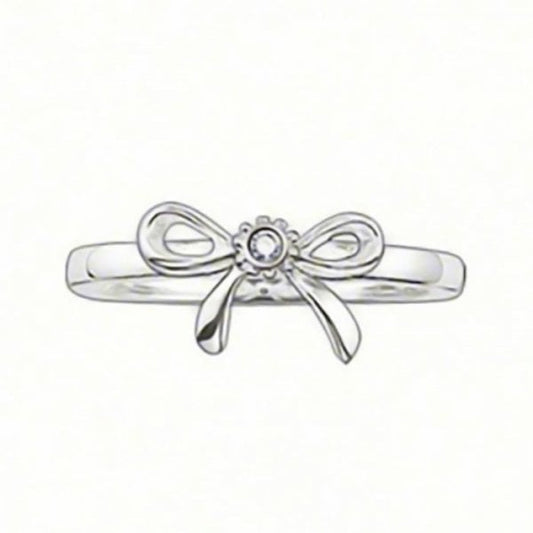 Silver and Diamond Bow Ring (UK Size: N)
