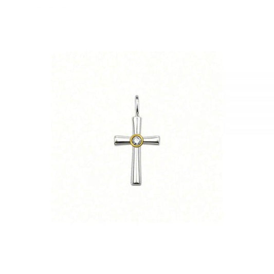 Silver and Yellow Gold Cross Mini Pendant