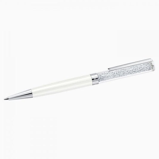 Crystalline ballpoint pen - White, Chrome plated