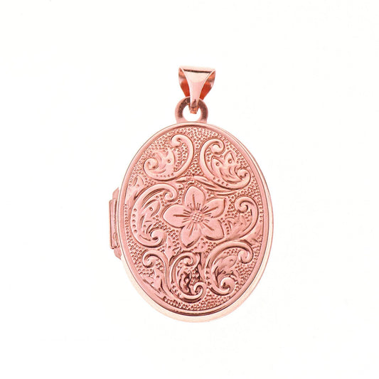 9CT OVAL ENGRAVED ROSE GOLD FAMILY LOCKET