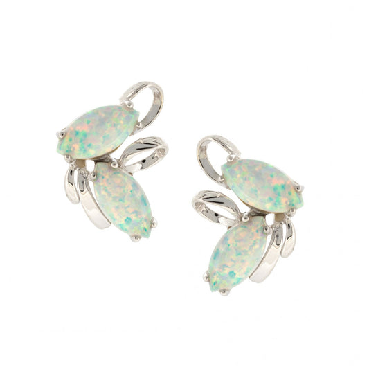 9CT W/G 2 X MARQ C.OPAL SWIRLS