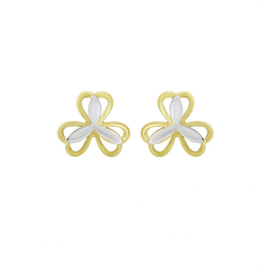 9CT Y/W STUDS 3 LEAVES/PETALS