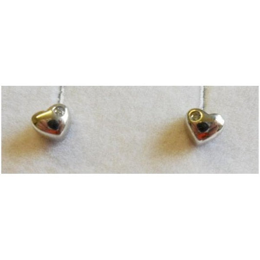 9CT W/G 4MM HEART STUD WITH CZ IN CORNER