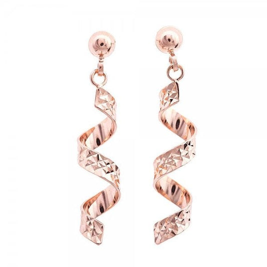 9CT R/G DIA CUT TWISTED SPIRAL DROPPER